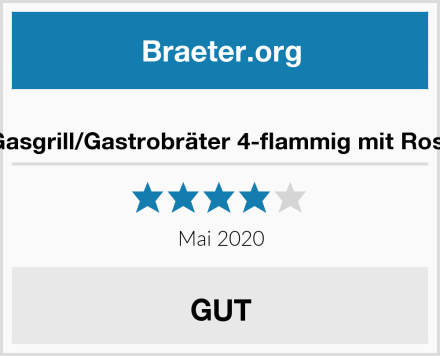  Gasgrill/Gastrobräter 4-flammig mit Rost Test